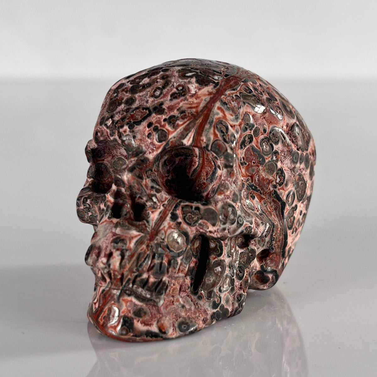 2" Red Leopard Skin Jasper Crystal Skull - Pattern A
