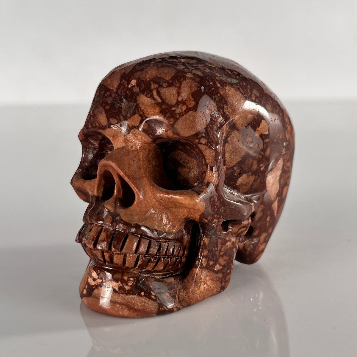 3" Brecciated Red Jasper Crystal Skull - Pattern C