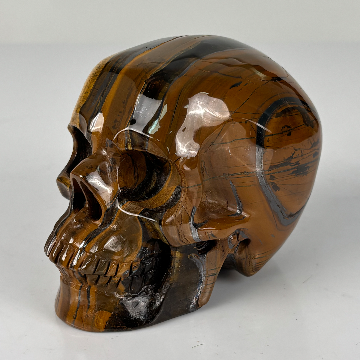 4.5" Tiger Eye Crystal Skull - Pattern A