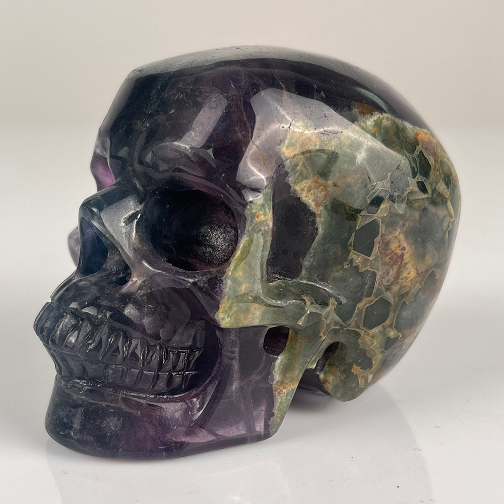 3 Inch Fluorite Crystal Skull – Hand Carved Natural Stone