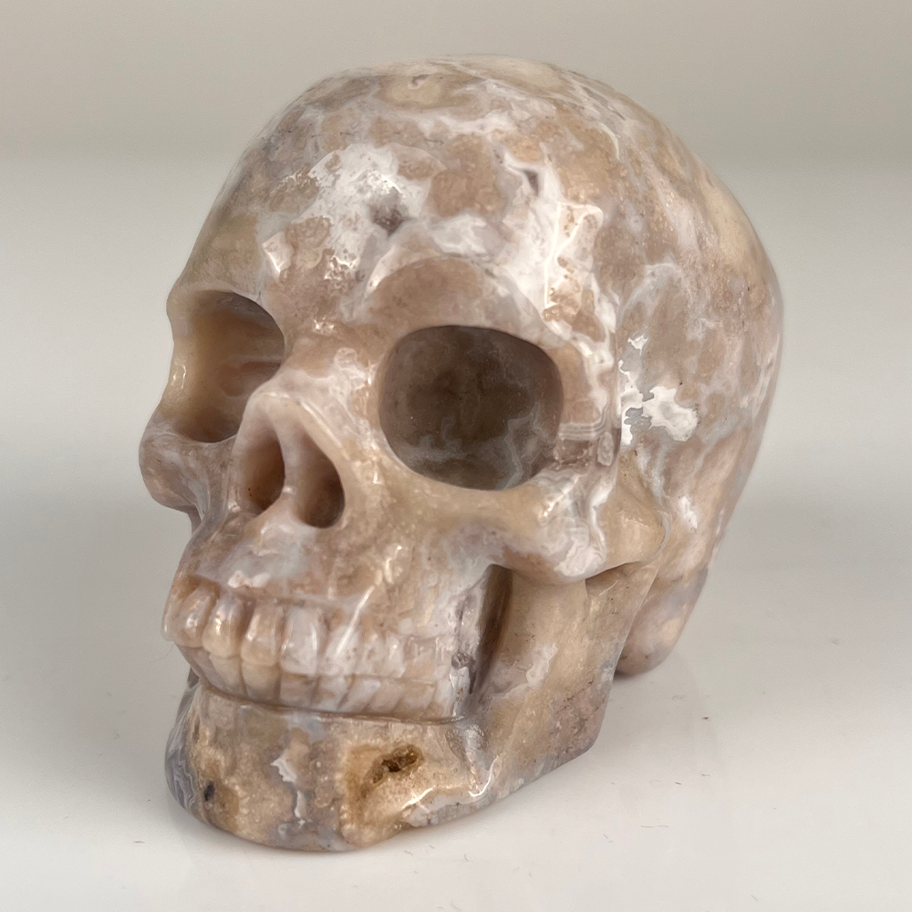 3" Blue Flower Agate Crystal Skull – Pattern B