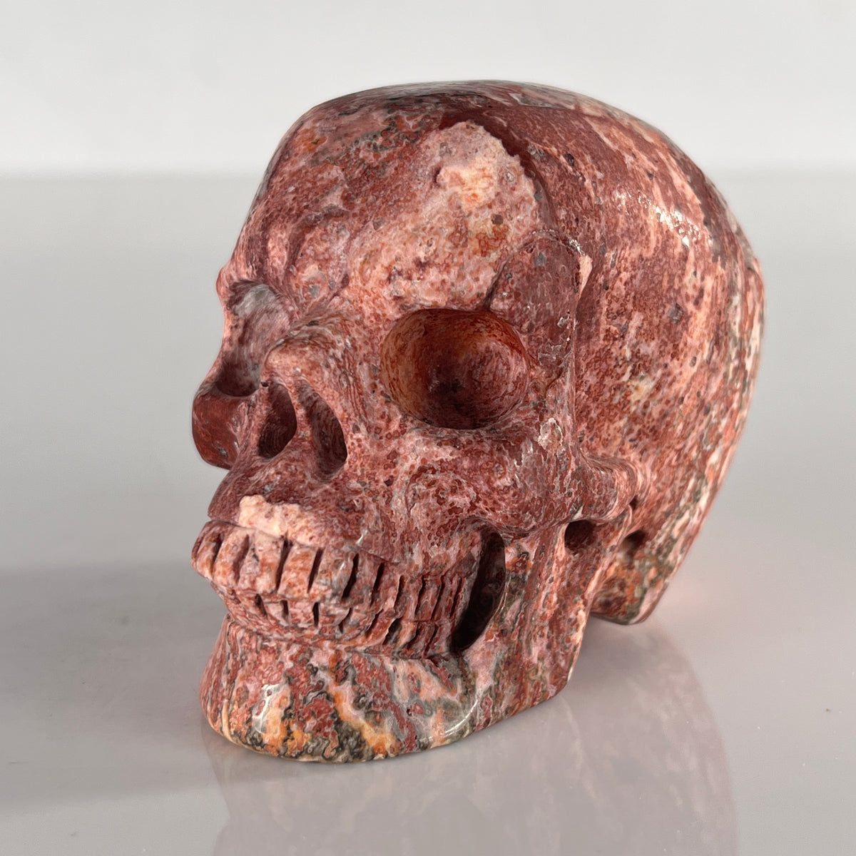 3" Red Leopard Skin Jasper Crystal Skull - Pattern C