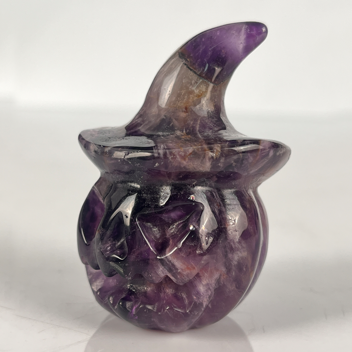 2" Dream Amethyst Pumpkin Crystal Skull - Paterrn A