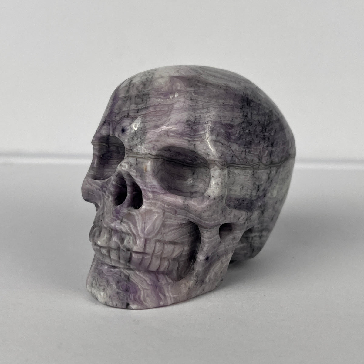 2" Purple Peacock Stone Crystal Skull - Pattern B