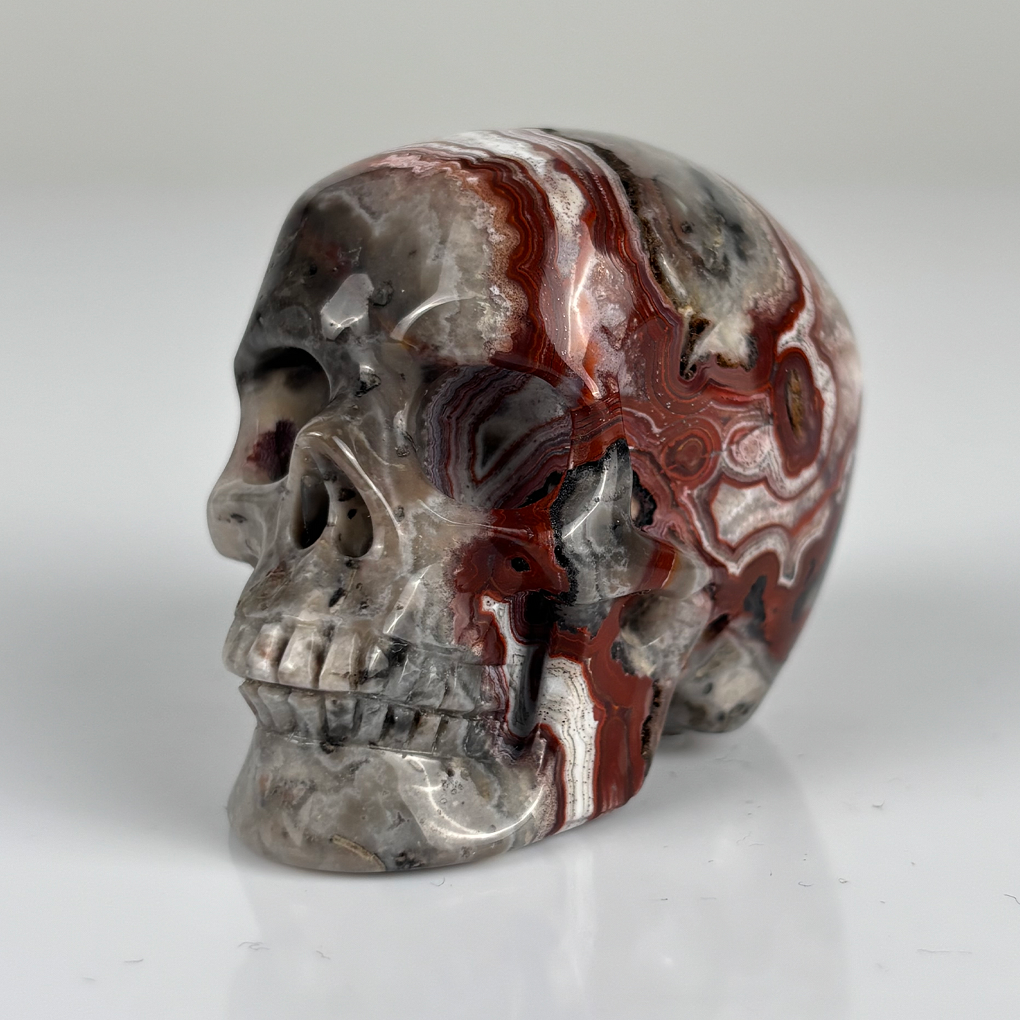 2 Inch Red Crazy Lace Agate Crystal Skull – Mini Gemstone Skull