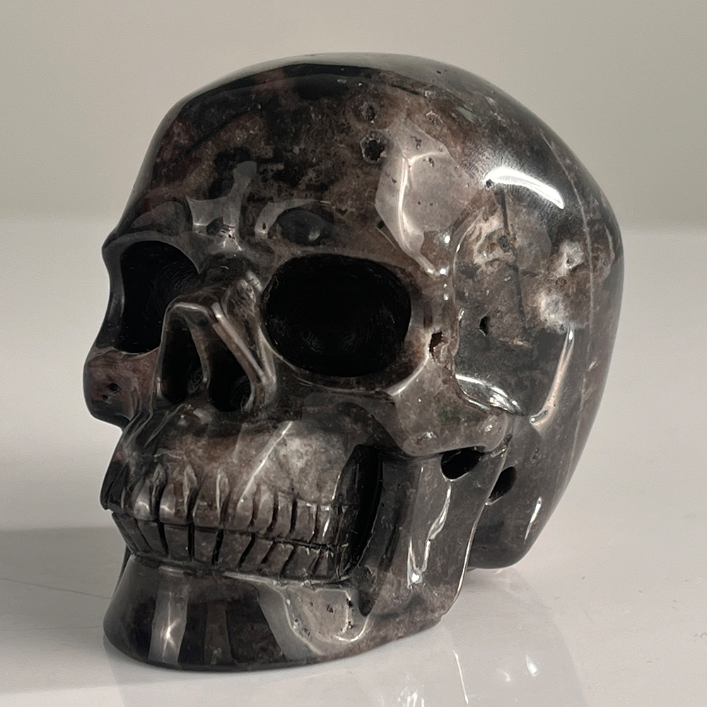 3" Red Crazy Lace Agate Crystal Skull - Pattern D
