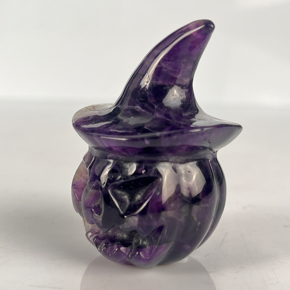 2" Dream Amethyst Pumpkin Crystal Skull - Paterrn D