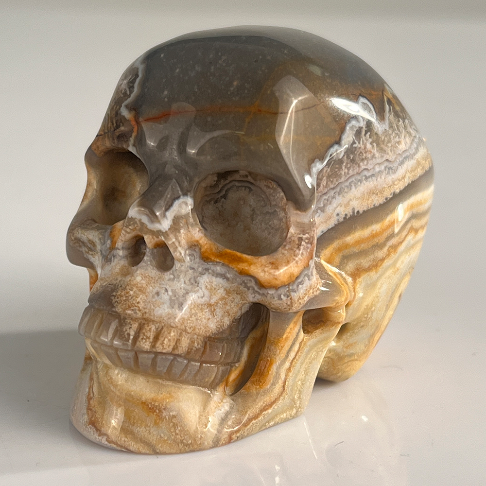 2 Inch Red Crazy Lace Agate Crystal Skull – Mini Gemstone Skull