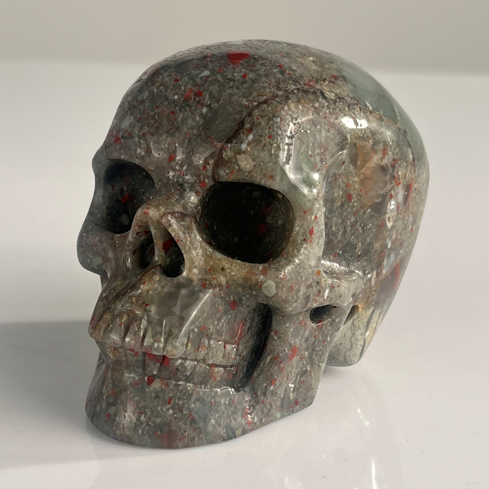 3" African Bloodstone Crystal Skull - Pattern A