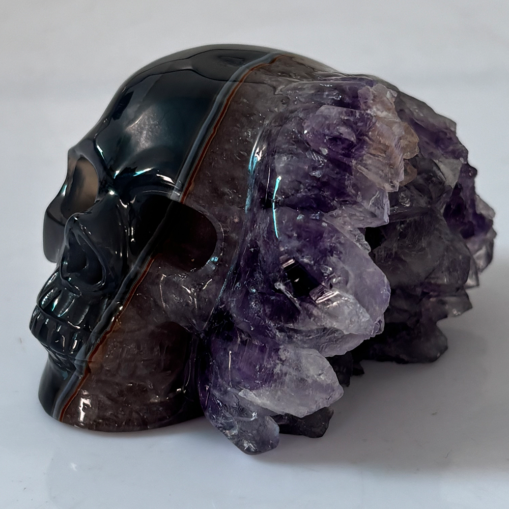 3 inch Amethyst Cluster Crystal Skull - Hand Carved Natrual Crystal