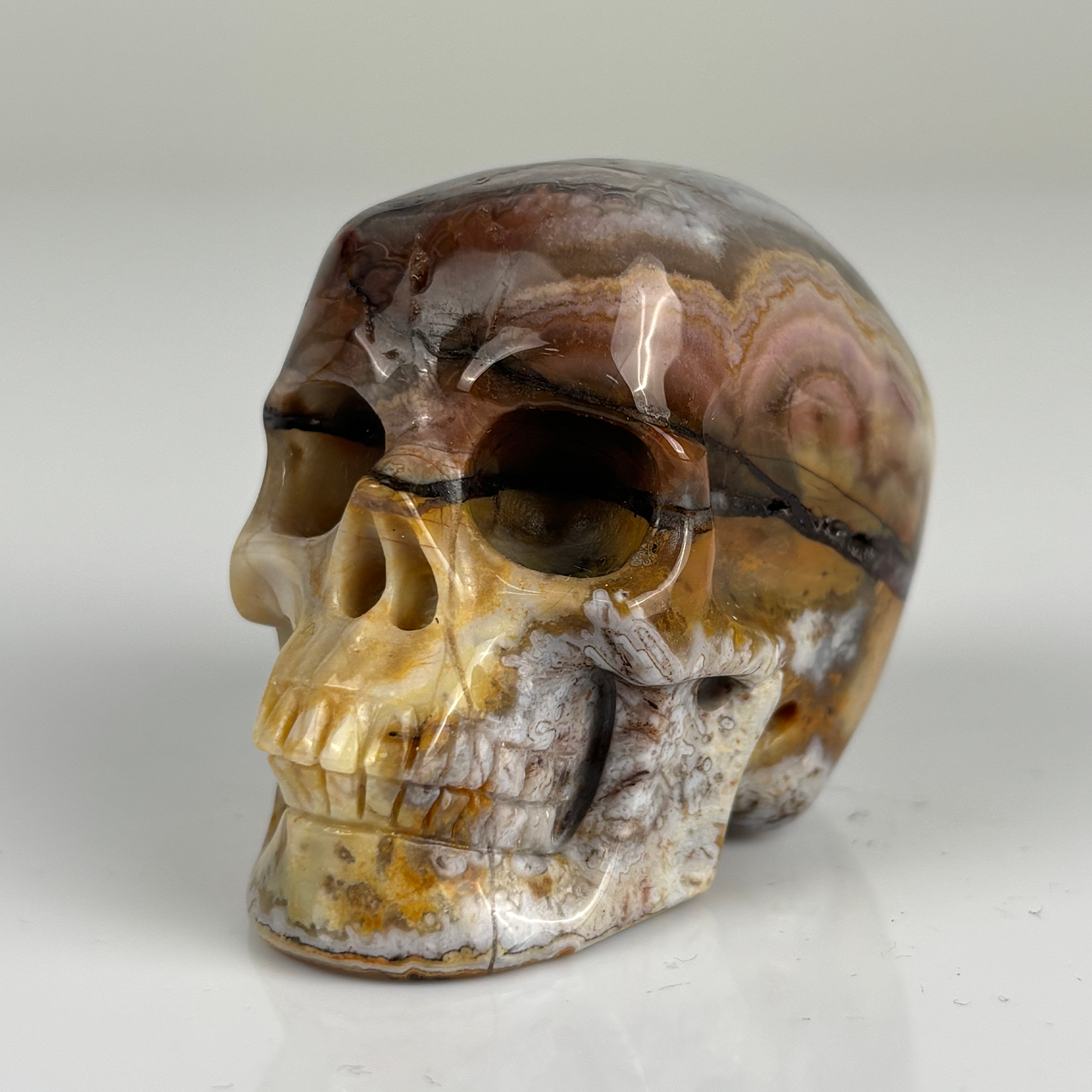2 Inch Red Crazy Lace Agate Crystal Skull – Mini Gemstone Skull