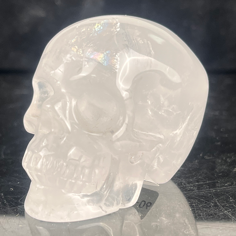 Crâne en cristal de quartz clair de 5 cm – Mini crâne en cristal