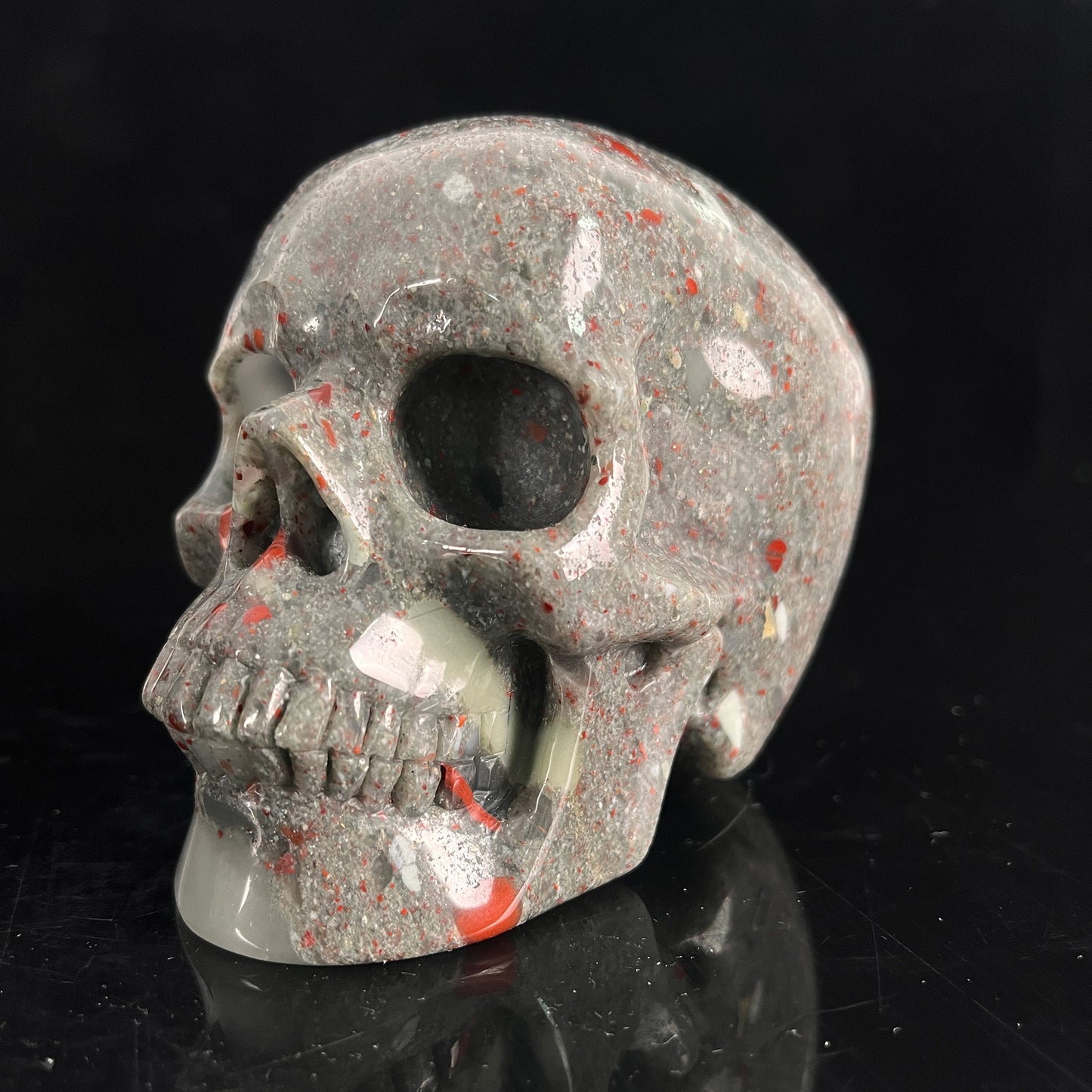 4.5" African Bloodstone Crystal Skull - Pattern C
