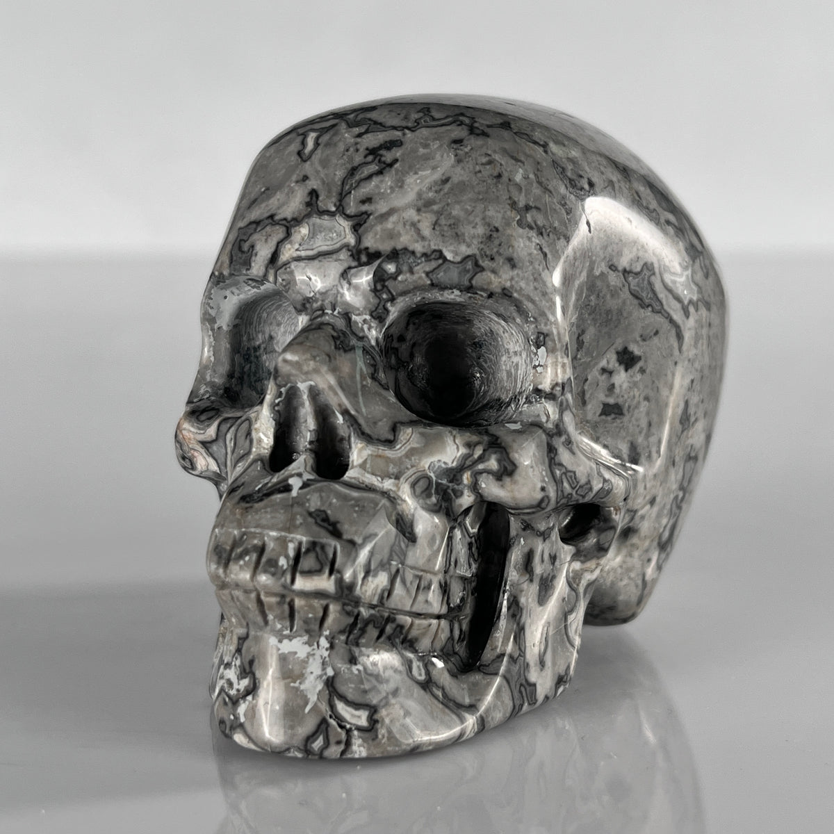 3" Grey Picture Jasper Crystal Skull- Pattern C