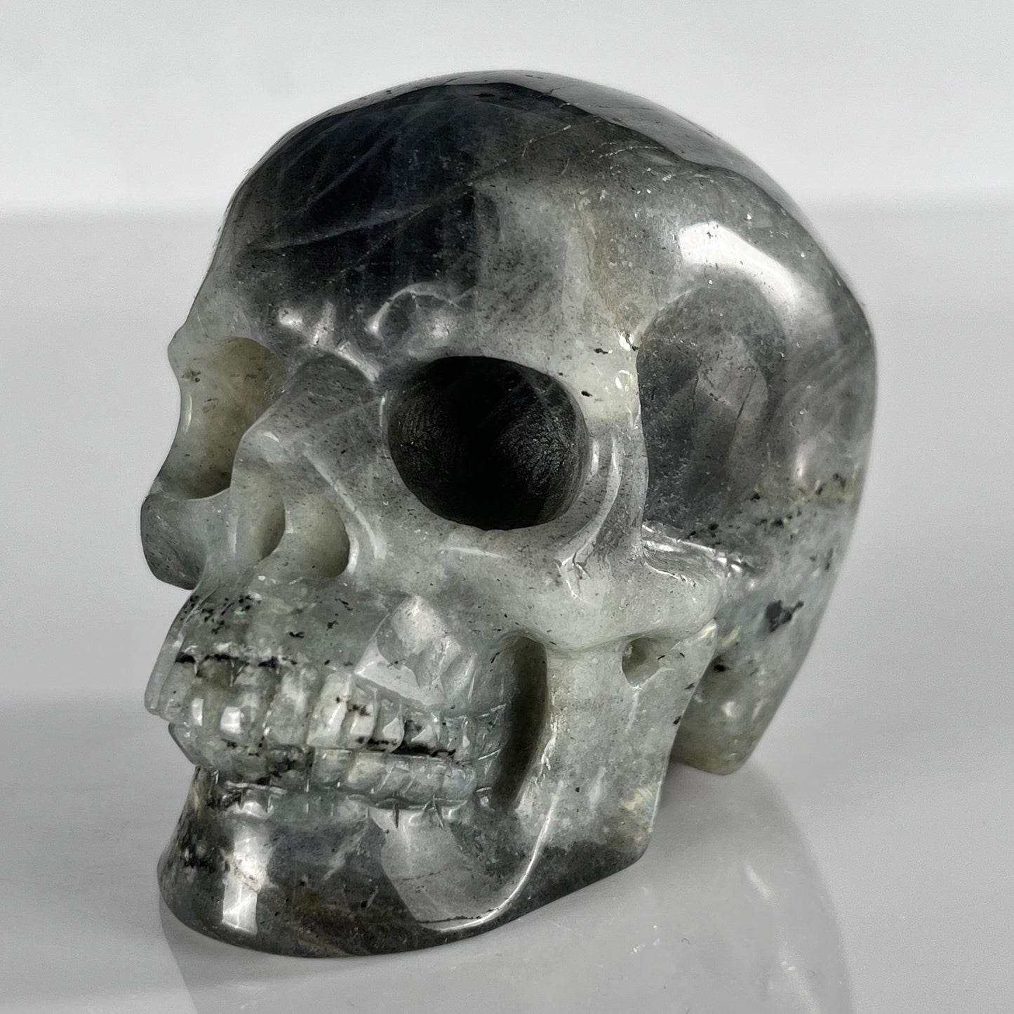 3 Inch Grey Labradorite Crystal Skull – Hand Carved Natural Stone