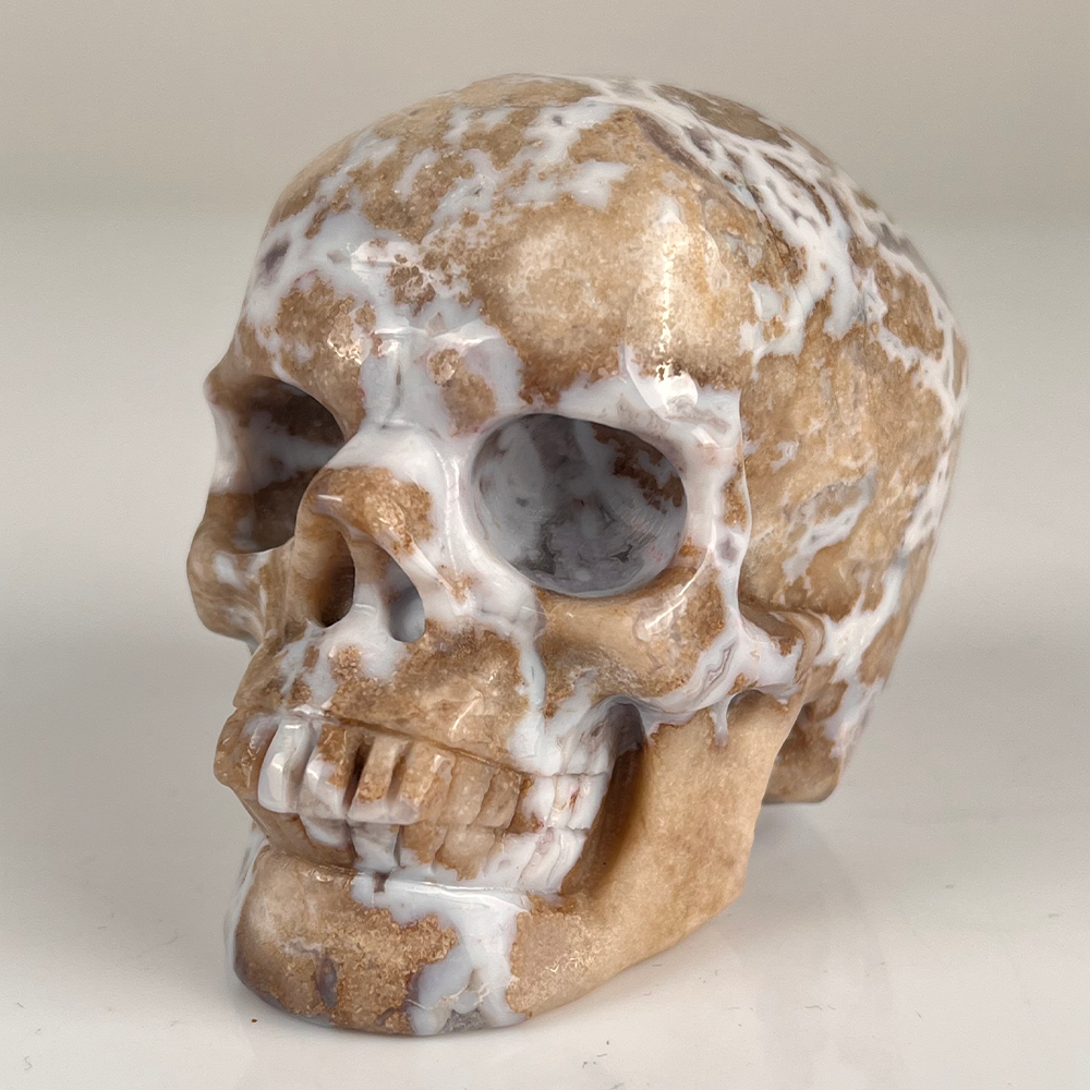 3 Inch Blue Flower Agate Crystal Skull – Hand Carved Natural Stone