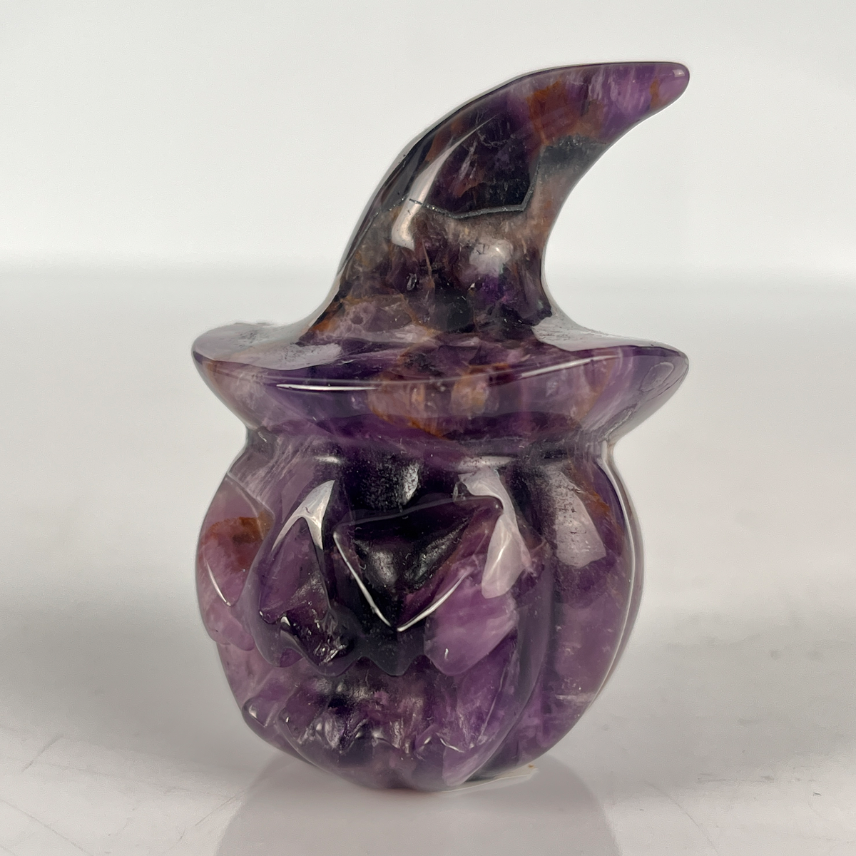 2" Dream Amethyst Pumpkin Crystal Skull - Paterrn B