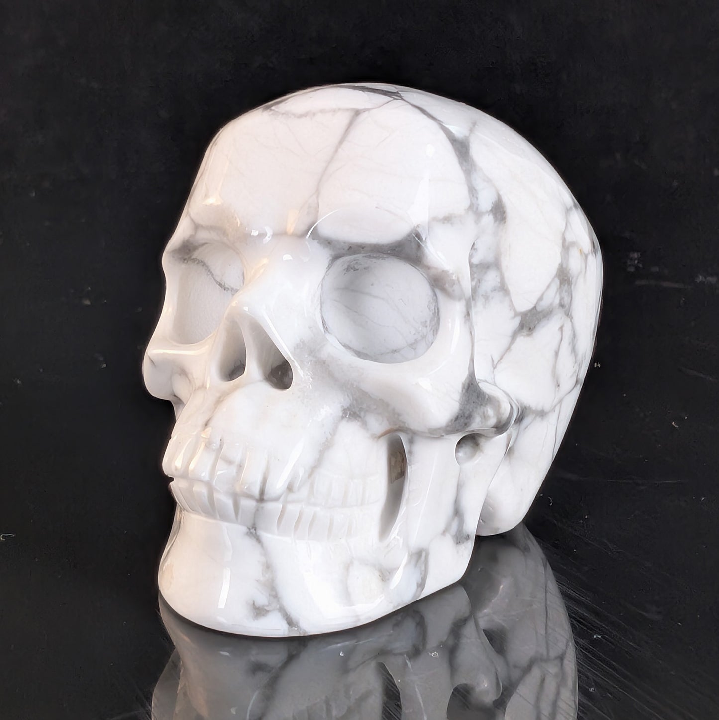 2" White Howlite Turquoise Crystal Skull – Pattern B