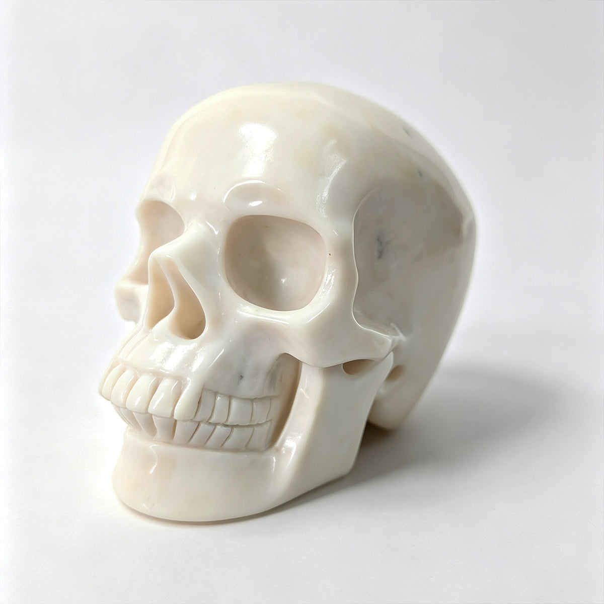 4.5" Ivory Jade Crystal Skull - Pattern C