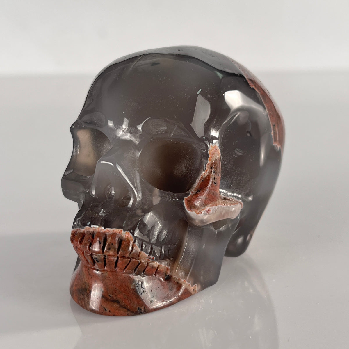 3" Volcanic Agate Crystal Skull - Pattern F