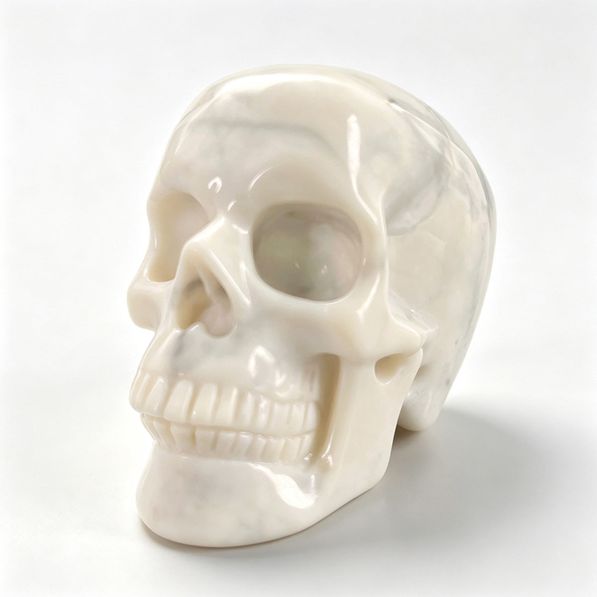 3" Ivory Jade Crystal Skull - Pattern D