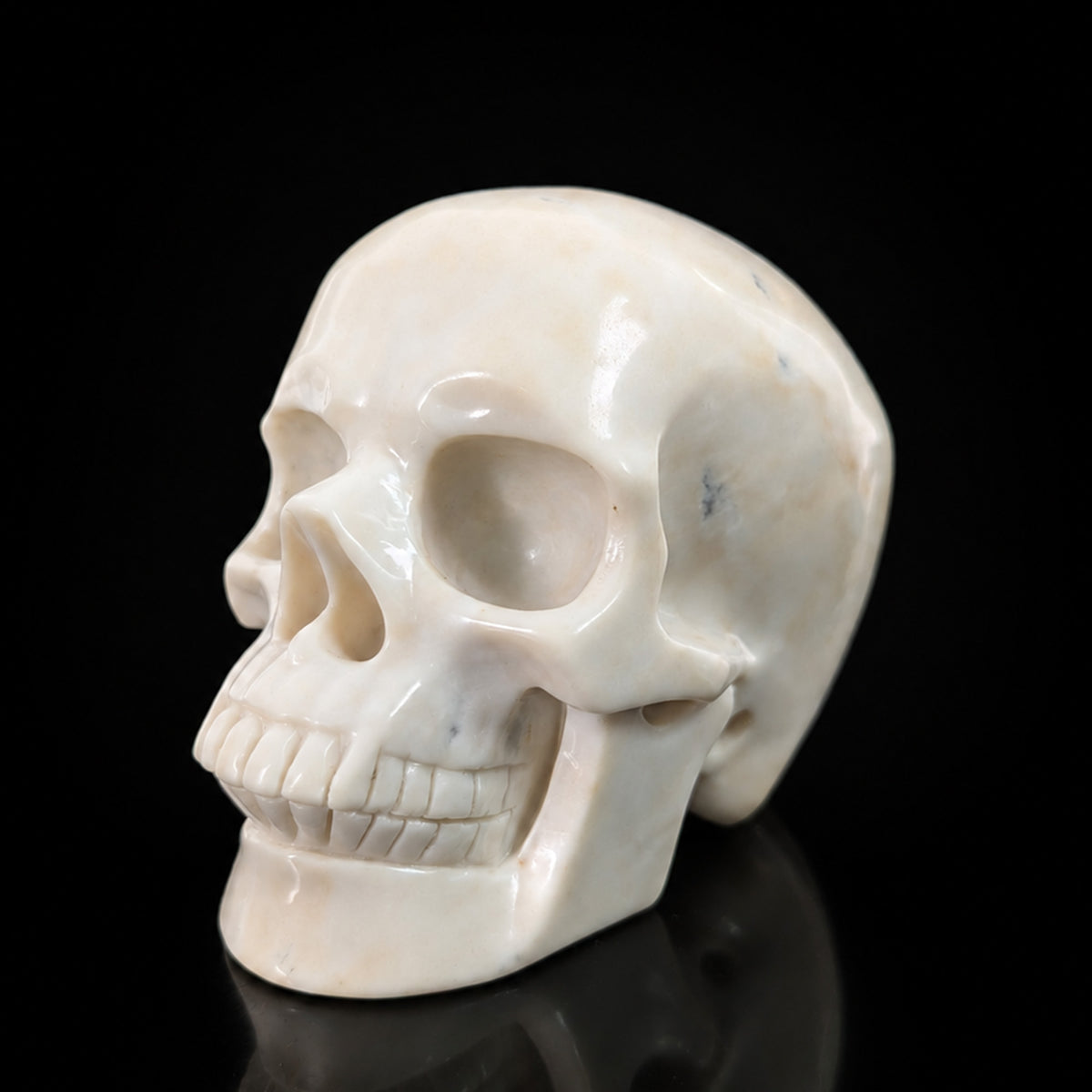 4.5" Ivory Jade Crystal Skull - Pattern C