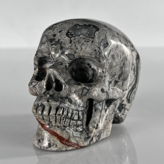 3" Grey Picture Jasper Crystal Skull- Pattern B