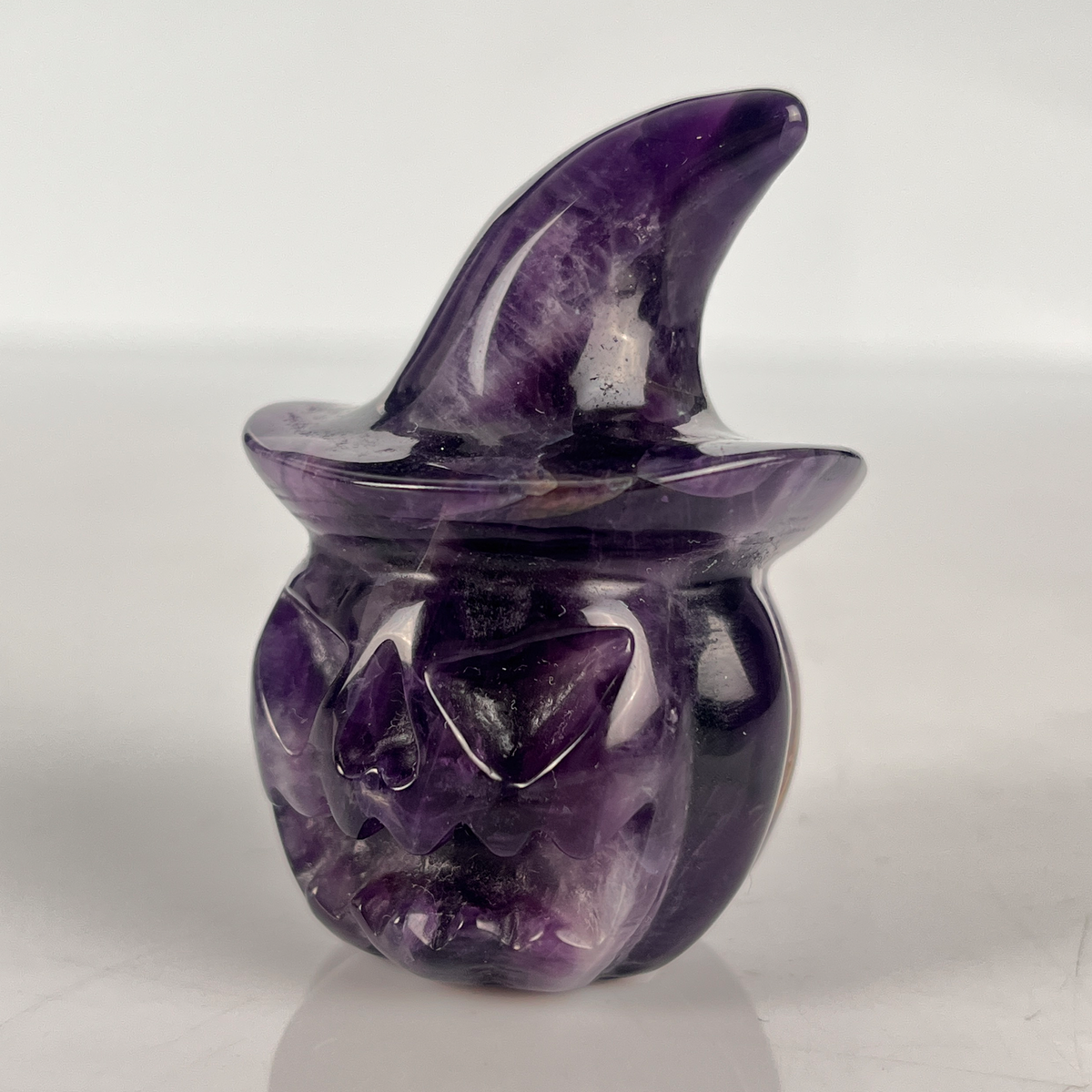 2" Dream Amethyst Pumpkin Crystal Skull - Paterrn C
