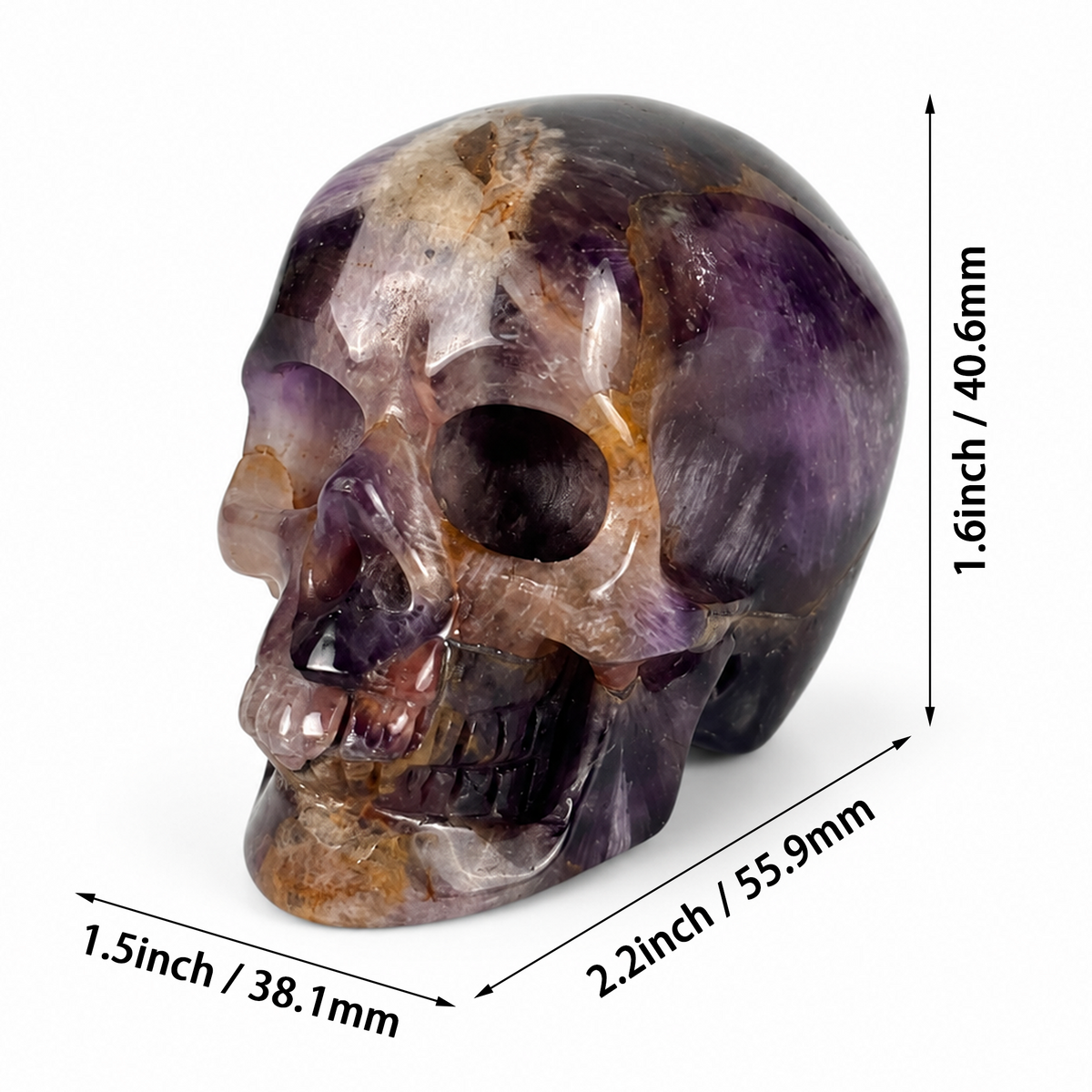 2" Dream Amethyst Crystal Skull - Pattern G