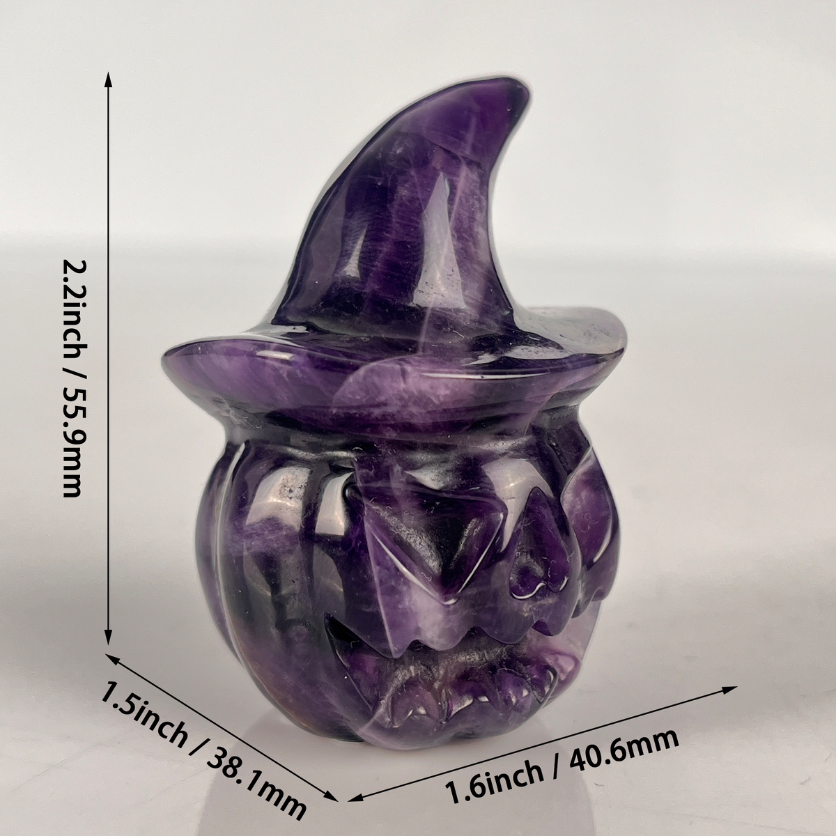 2" Dream Amethyst Pumpkin Crystal Skull - Paterrn C