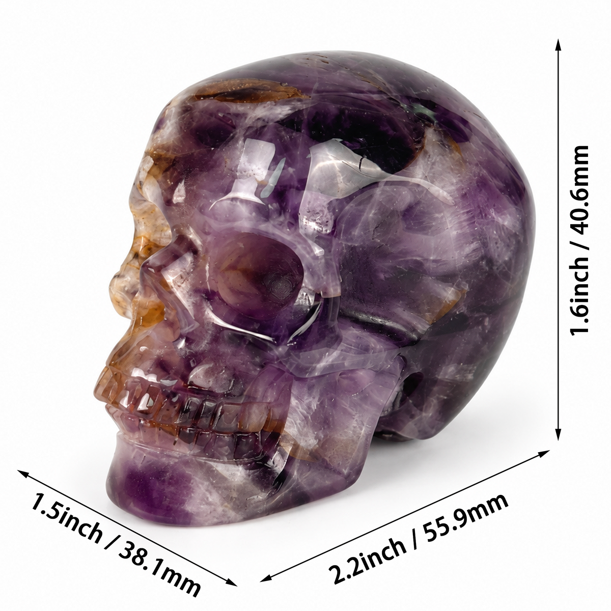 2" Dream Amethyst Crystal Skull - Pattern F