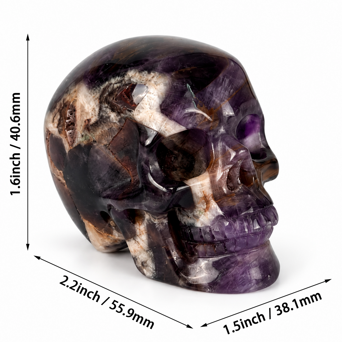 2" Dream Amethyst Crystal Skull - Pattern H
