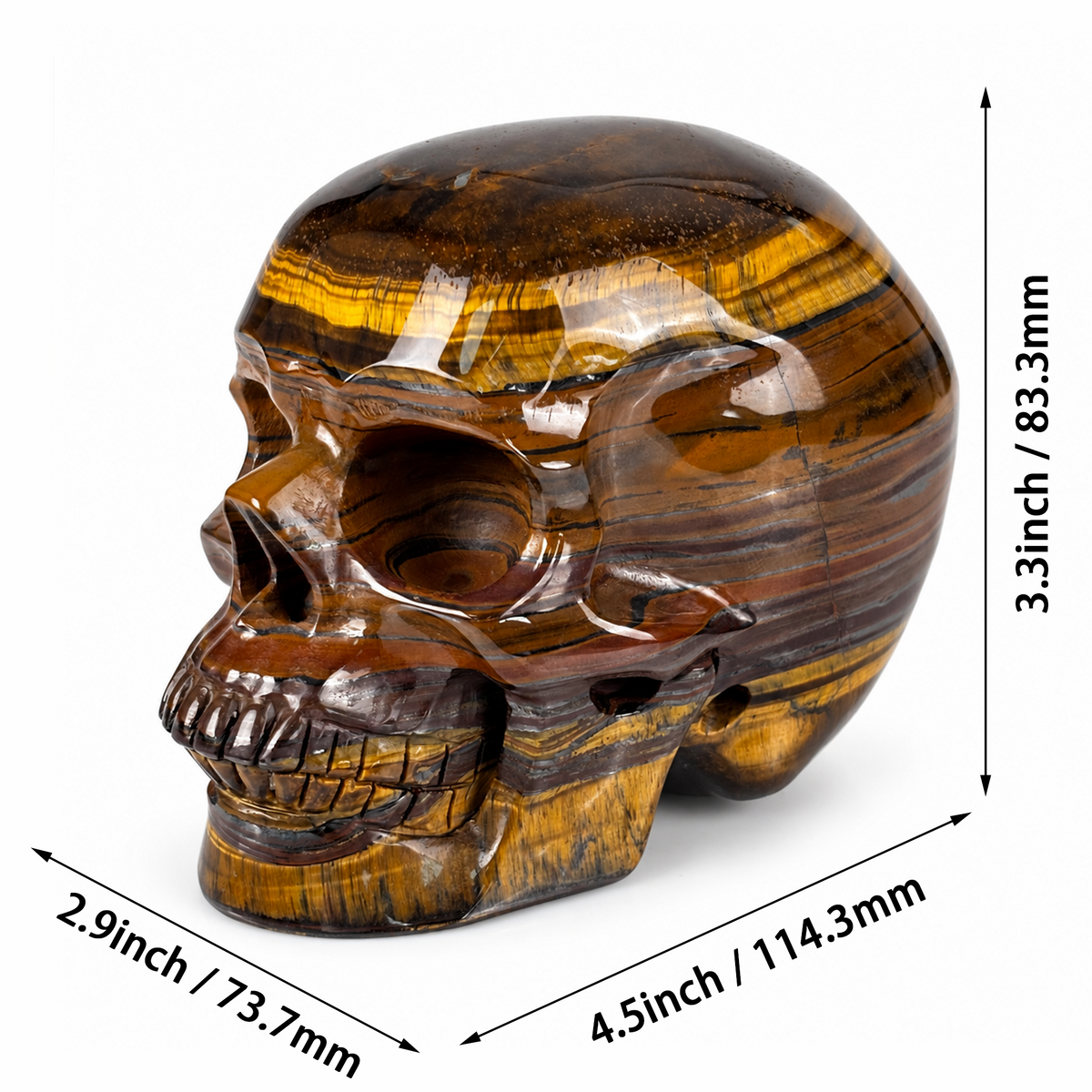 4.5" Tiger Eye Crystal Skull - Pattern C