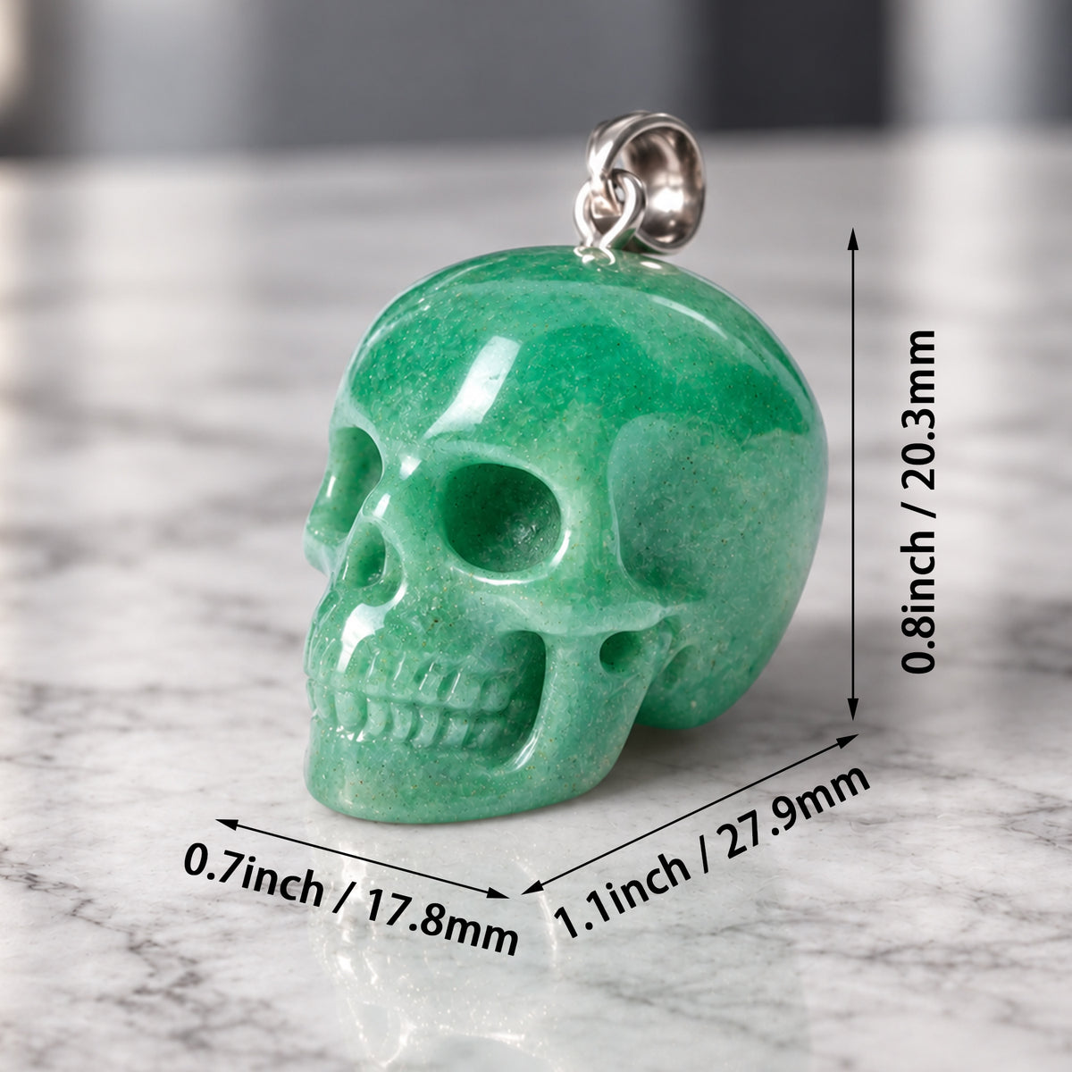Green Aventurine Human Skull Pendant