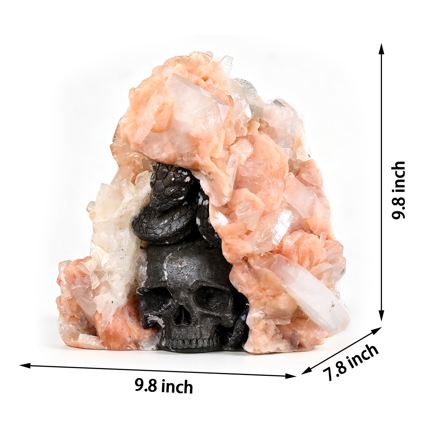‘The Janus Portal’ - Apophyllite & Stilbite Geode with Double-Sided Serpent and Skull · Specimen No. 05