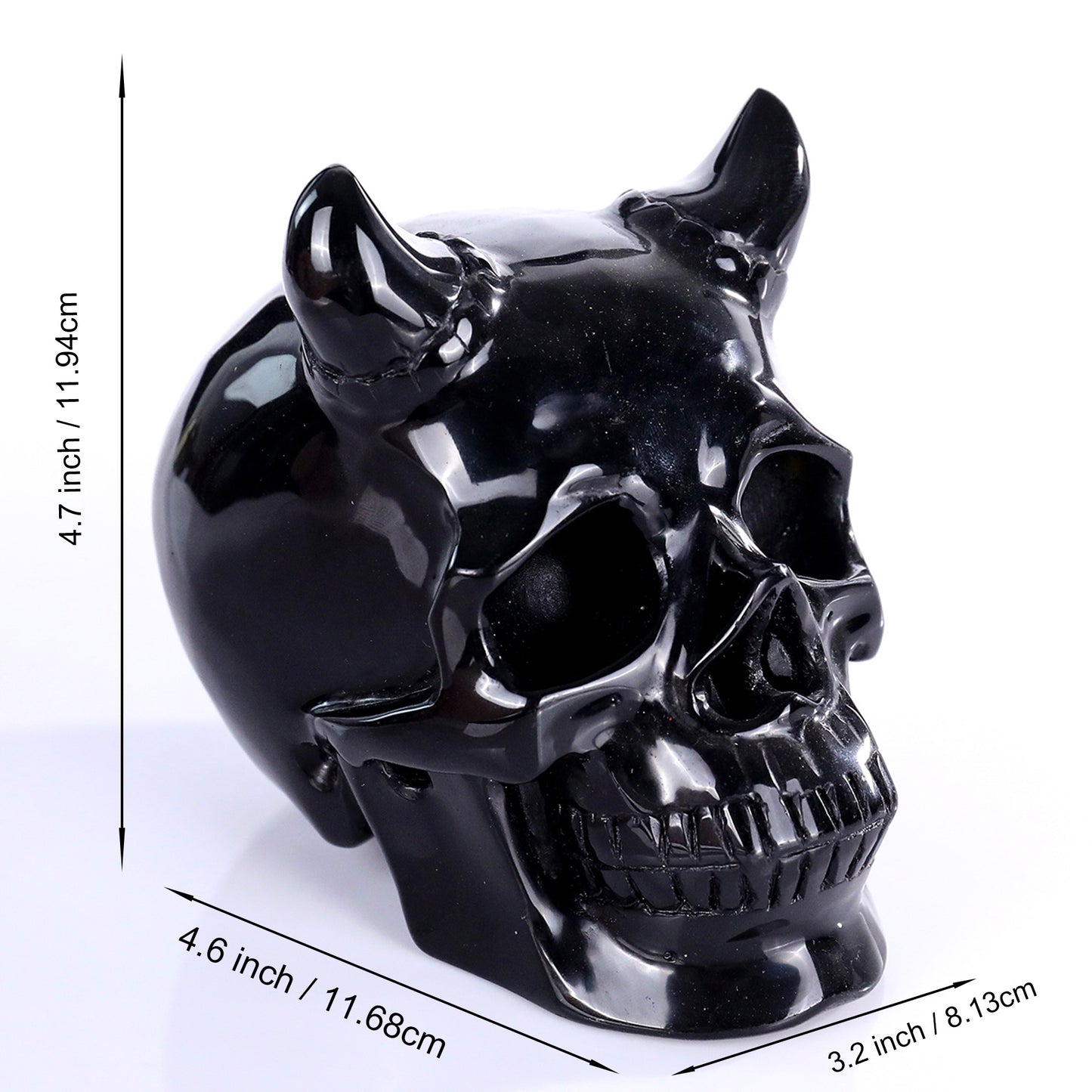‘The Black Aegis’ - Black Obsidian Horned Skull · Specimen No. 25