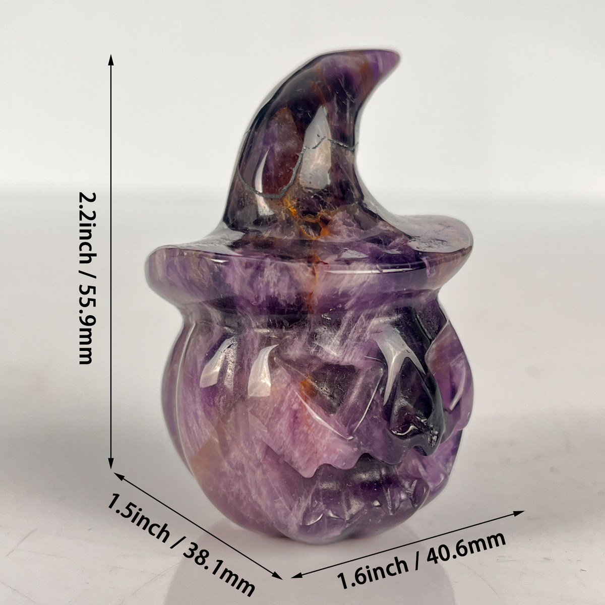 2" Dream Amethyst Pumpkin Crystal Skull - Paterrn B