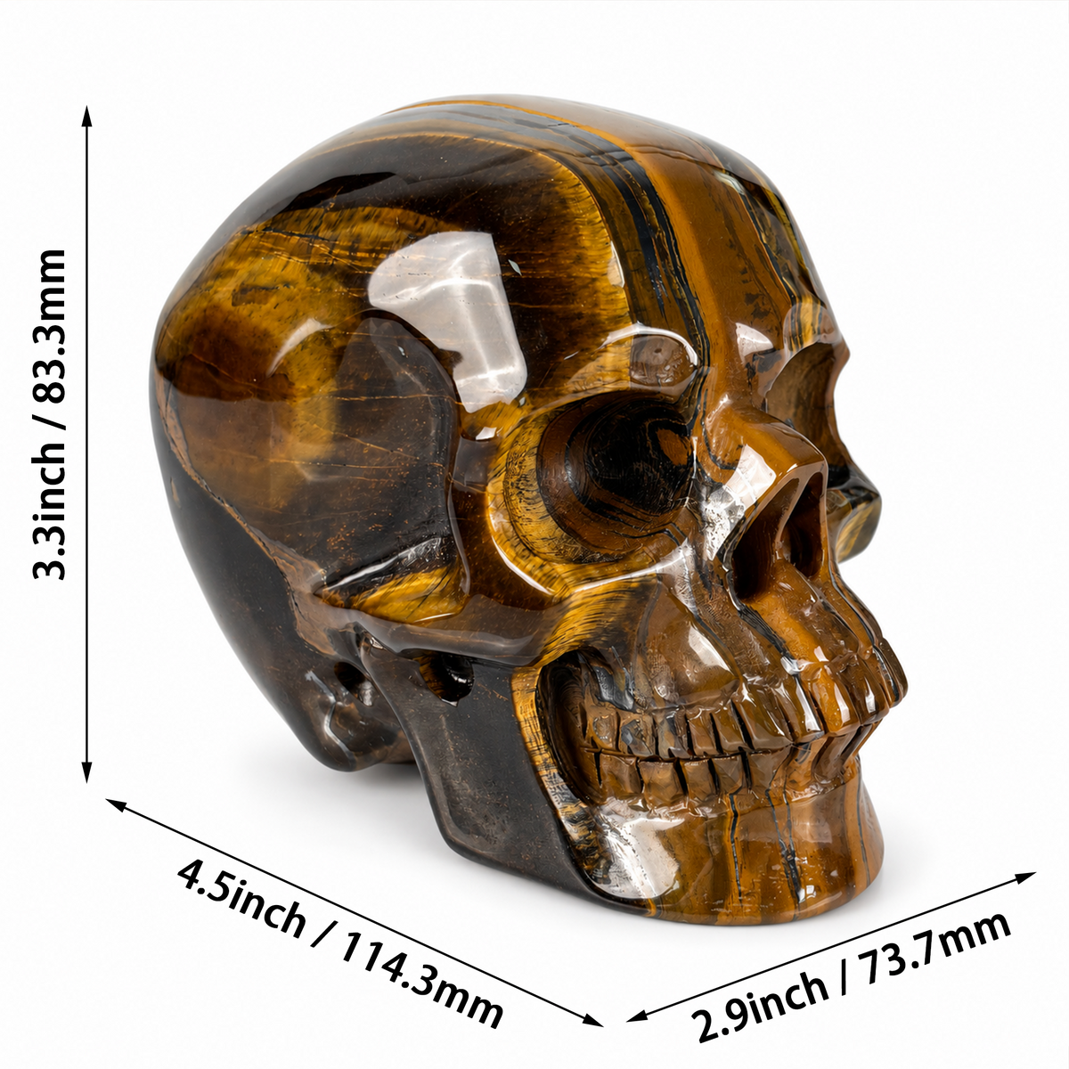 4.5" Tiger Eye Crystal Skull - Pattern A