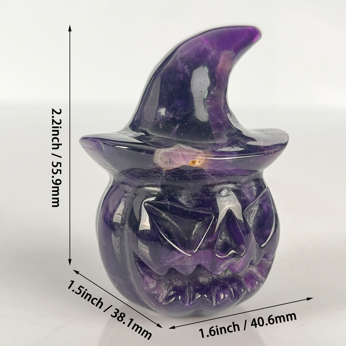 2" Dream Amethyst Pumpkin Crystal Skull - Paterrn E
