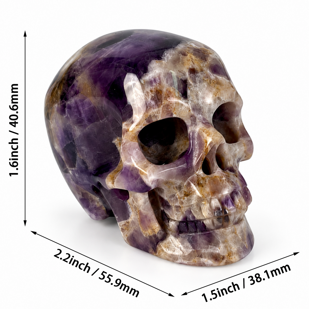 2" Dream Amethyst Crystal Skull - Pattern J