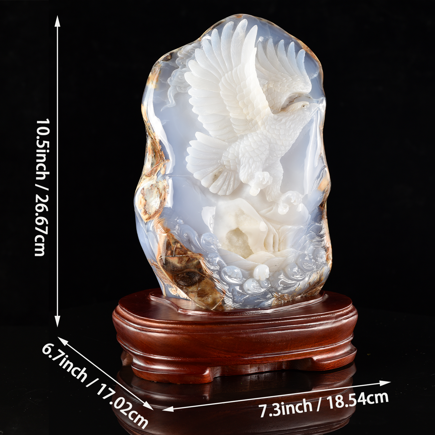 ‘Soar Above’ - Bas-Relief Blue Chalcedony Soaring Eagle · Specimen No. 16