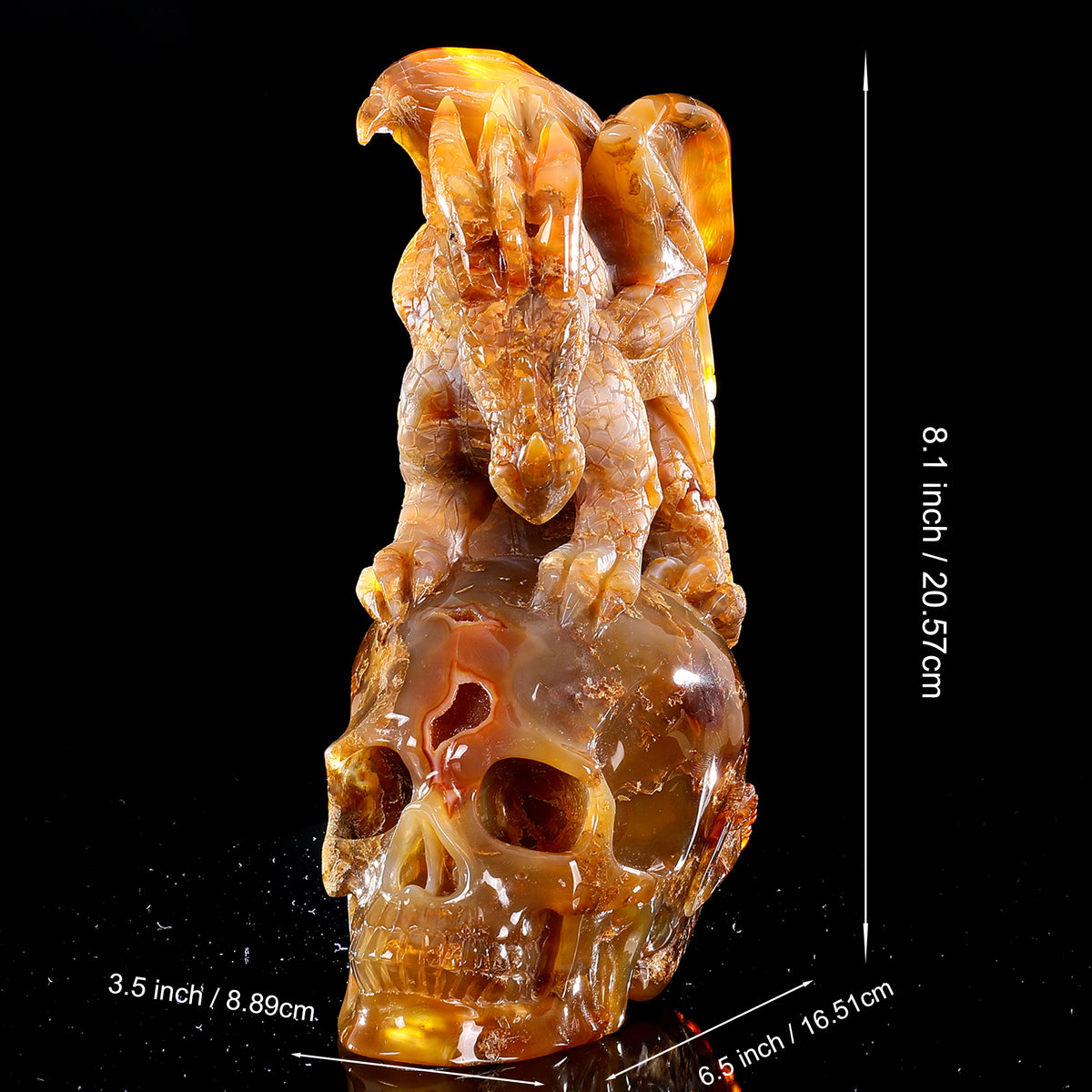 ‘The Red King’ - Hand-Carved Carnelian Chalcedony Dragon and Skull · Specimen No. 27