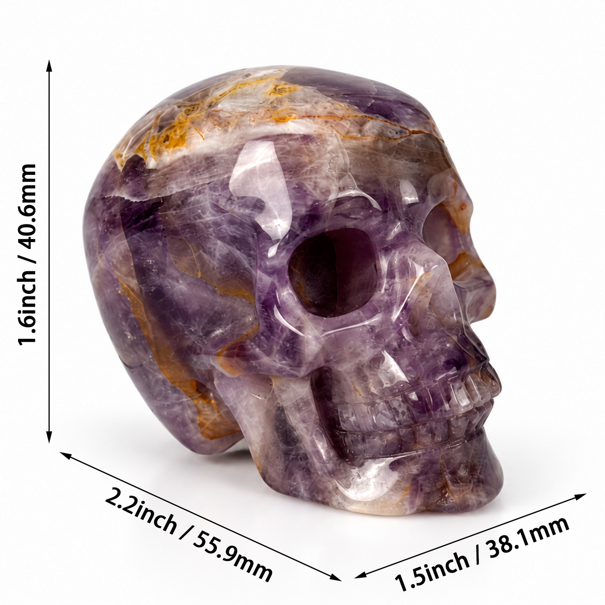 2" Dream Amethyst Crystal Skull - Pattern I