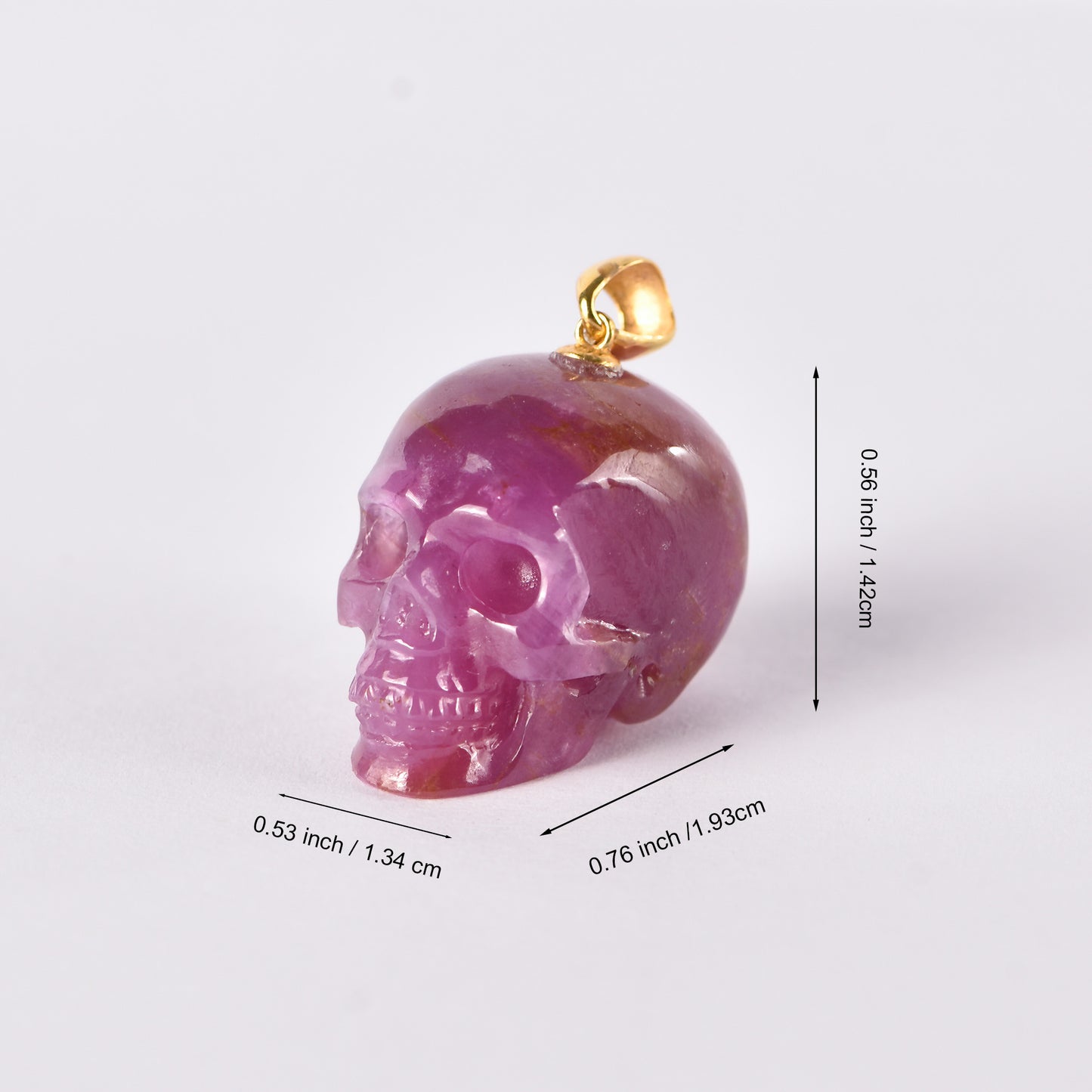 ‘The Crimson Heart’ - Natural Ruby Skull Pendant with Gold-Tone Bail · Specimen No. 15