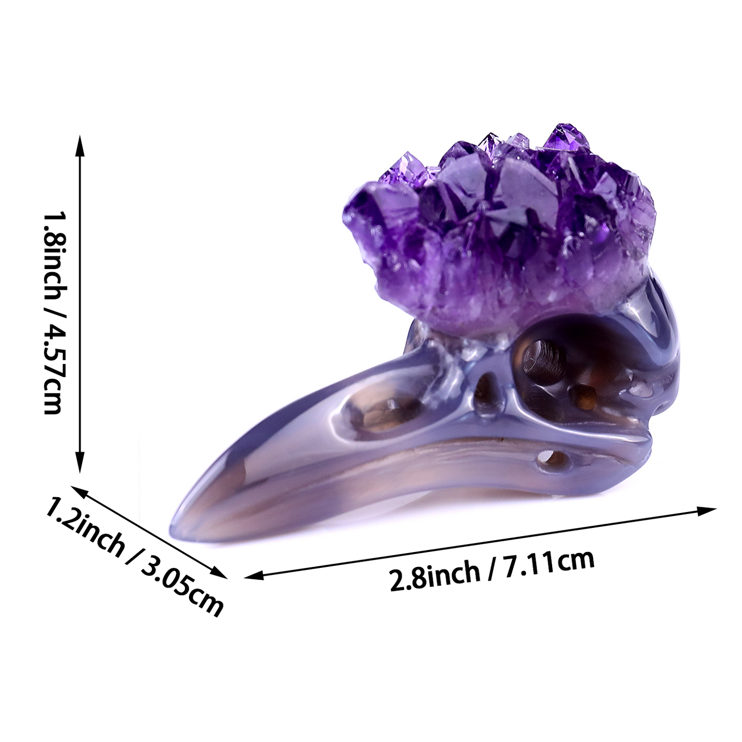 ‘The Purple Crown’ - Amethyst Cluster Raven Skull · Specimen No. 32