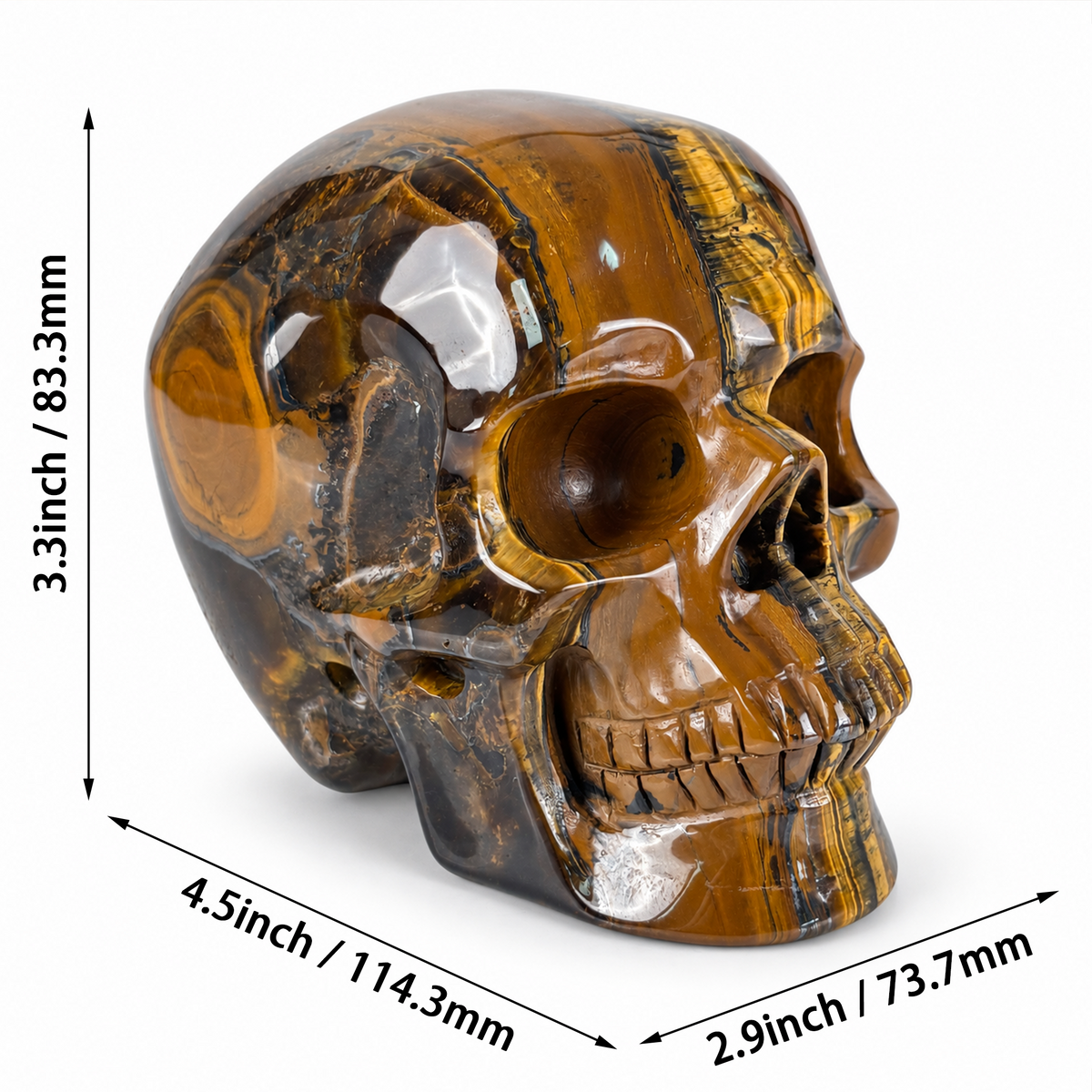4.5" Tiger Eye Crystal Skull - Pattern B