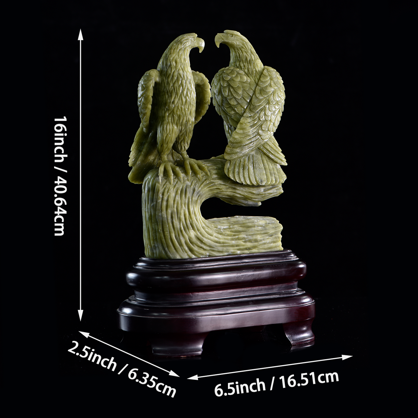 ‘Twin Sovereigns’ - Hand-Carved Serpentine Eagles on Gnarled Branch · Specimen No. 12