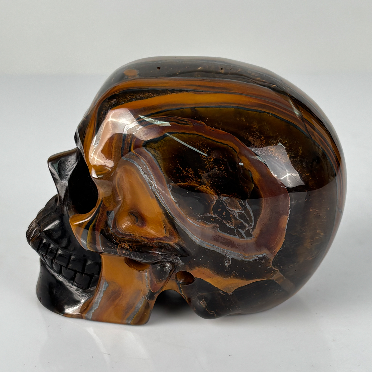 4.5" Tiger Eye Crystal Skull - Pattern B