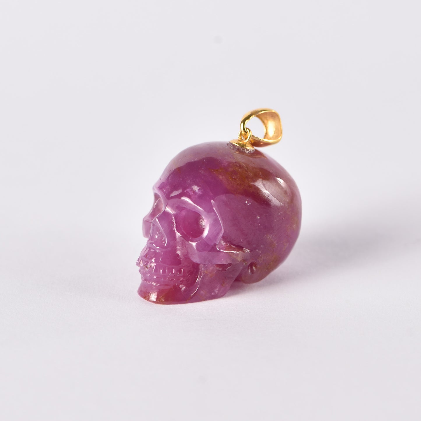 ‘The Crimson Heart’ - Natural Ruby Skull Pendant with Gold-Tone Bail · Specimen No. 15