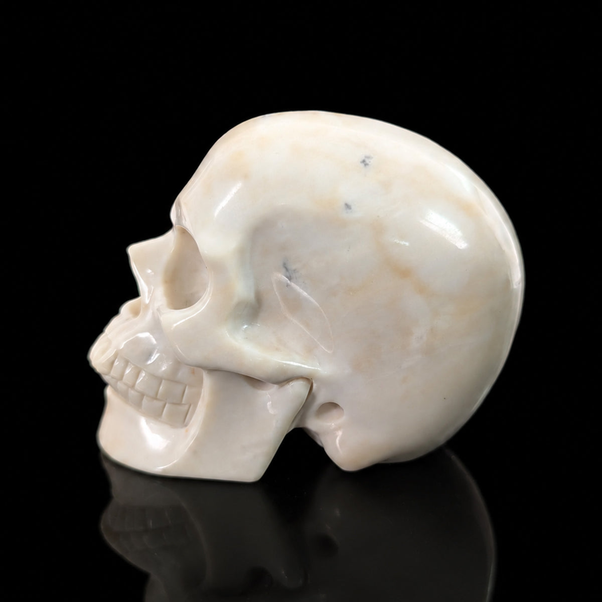4.5" Ivory Jade Crystal Skull - Pattern C